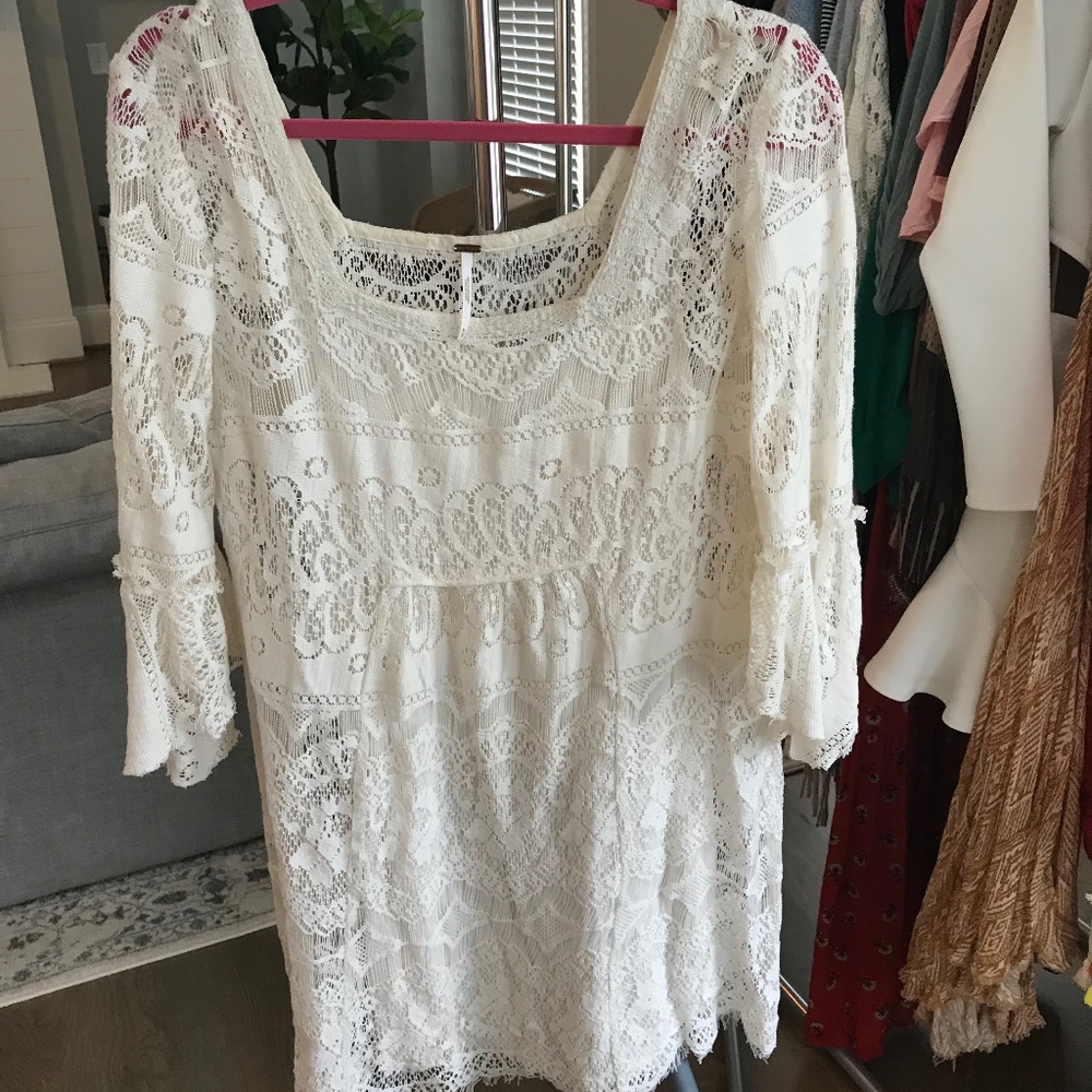 Lace Free People Dress with Square Neck